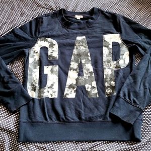 GAP Floral Logo black/white/gray Signature Crewneck Pullover Sweatshirt M Medium